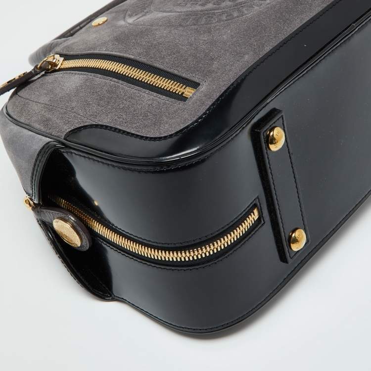 Pre Owned Louis Vuitton Grey Suede and Leather Limited Edition Havane Stamped Trunk GM Bag