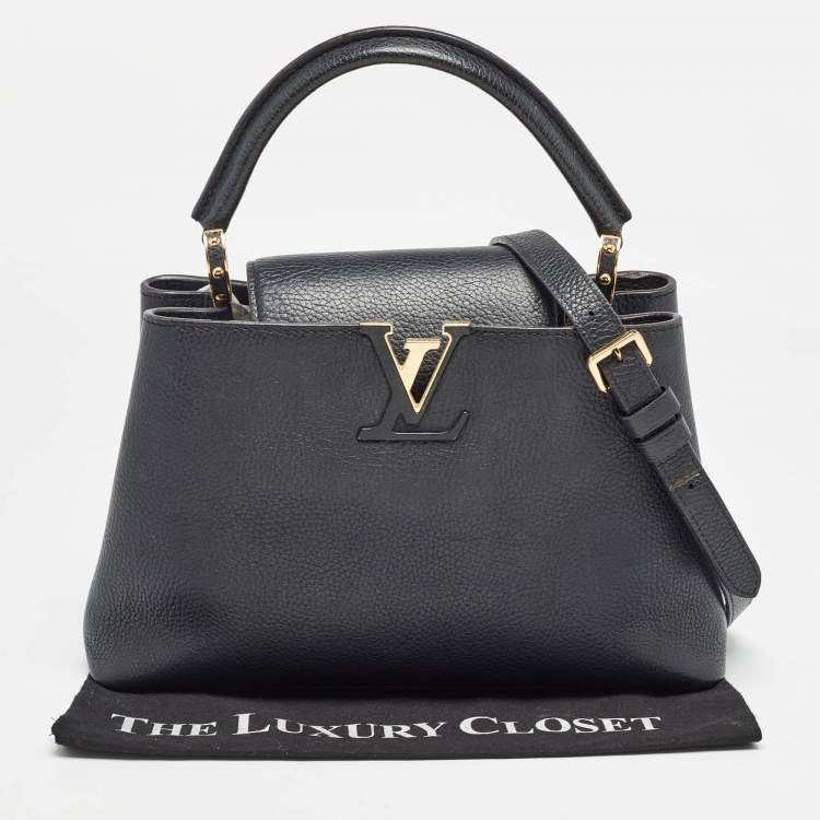 Pre Owned Louis Vuitton Black Taurillon Leather Capucines PM Bag