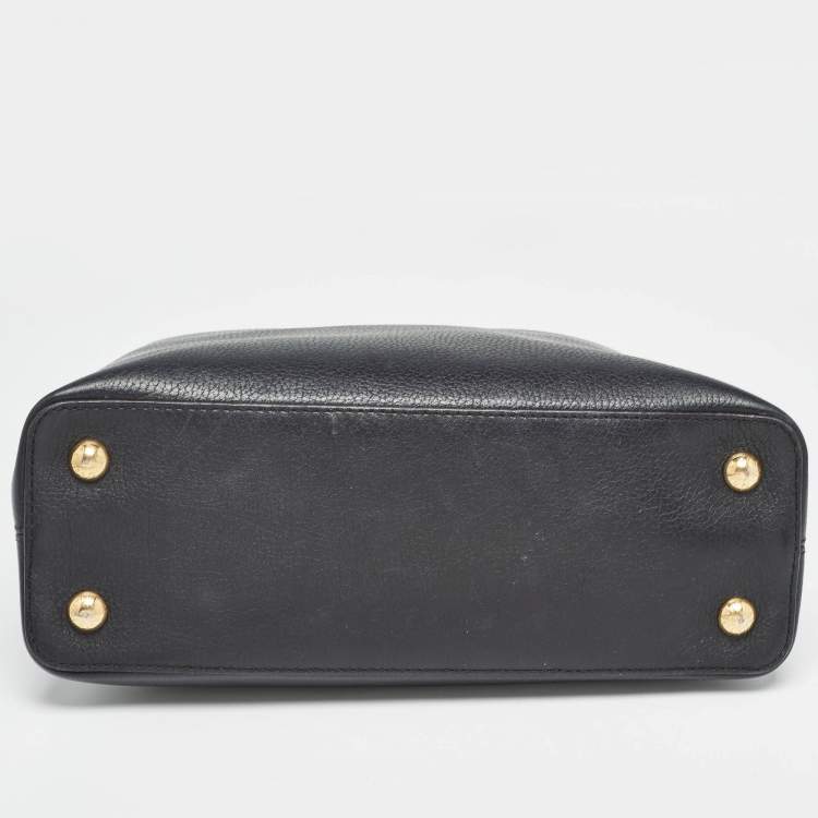 Pre Owned Louis Vuitton Black Taurillon Leather Capucines PM Bag