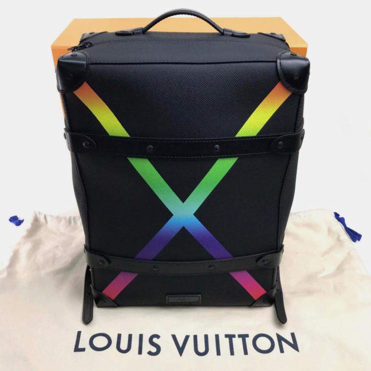 Pre Owned Louis Vuitton Black Leather Taiga Rainbow Backpack