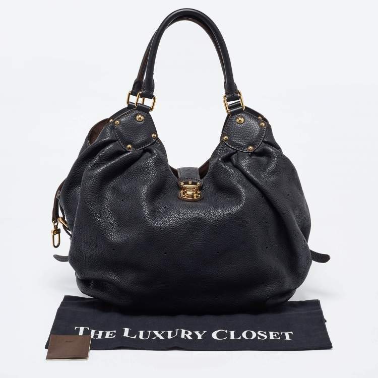 Pre Owned Louis Vuitton Black Monogram Mahina Leather L Bag