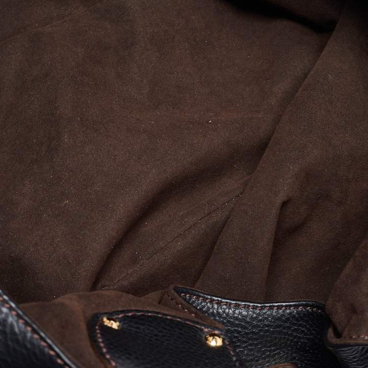 Pre Owned Louis Vuitton Black Monogram Mahina Leather L Bag