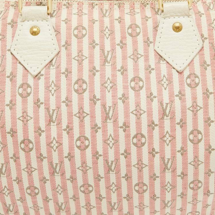 Pre Owned Louis Vuitton White/Pink Mini Lin Croisette Speedy 30 Bag