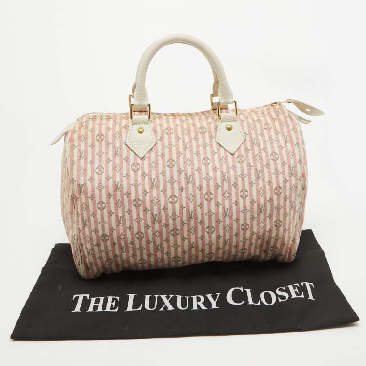 Pre Owned Louis Vuitton White/Pink Mini Lin Croisette Speedy 30 Bag