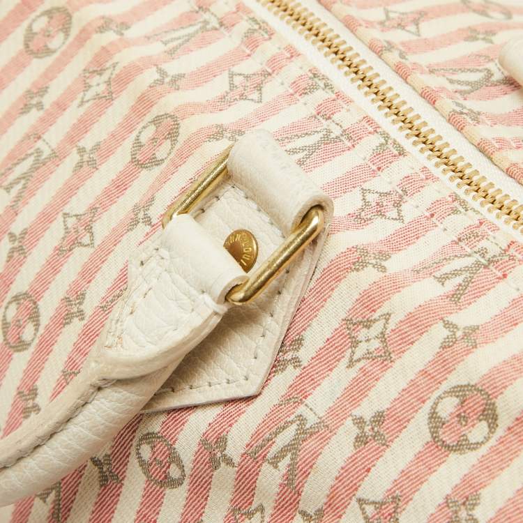 Pre Owned Louis Vuitton White/Pink Mini Lin Croisette Speedy 30 Bag