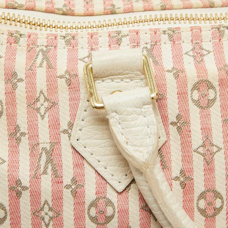 Pre Owned Louis Vuitton White/Pink Mini Lin Croisette Speedy 30 Bag