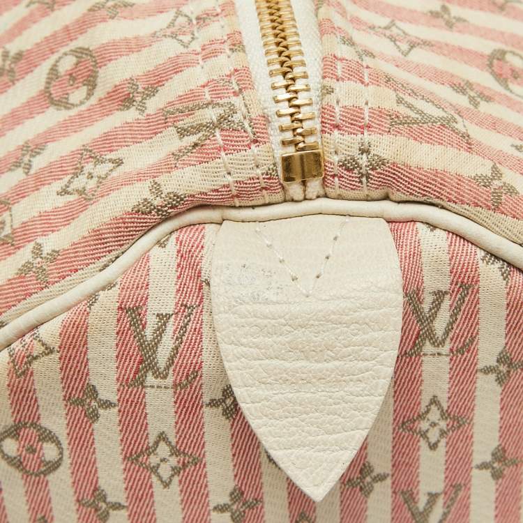 Pre Owned Louis Vuitton White/Pink Mini Lin Croisette Speedy 30 Bag