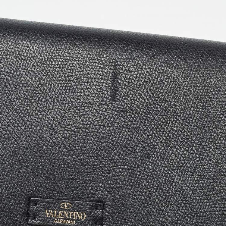 Pre Owned Louis Vuitton Black Leather VSling Flap Clutch