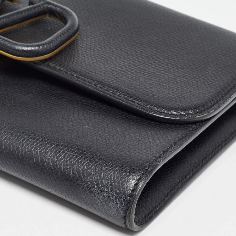 Pre Owned Louis Vuitton Black Leather VSling Flap Clutch