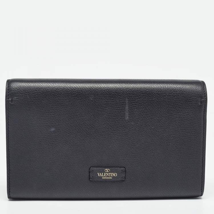Pre Owned Louis Vuitton Black Leather VSling Flap Clutch