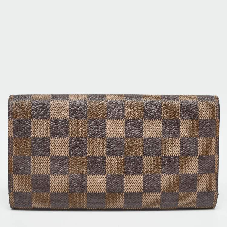 Pre Owned Louis Vuitton Damier Ebene Canvas Sarah Wallet