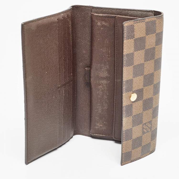 Pre Owned Louis Vuitton Damier Ebene Canvas Sarah Wallet