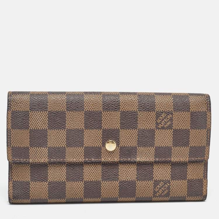 Pre Owned Louis Vuitton Damier Ebene Canvas Sarah Wallet