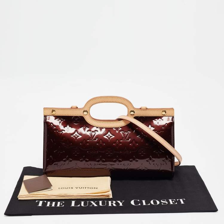 Pre Owned Louis Vuitton Amarante Monogram Vernis Roxbury Drive Bag