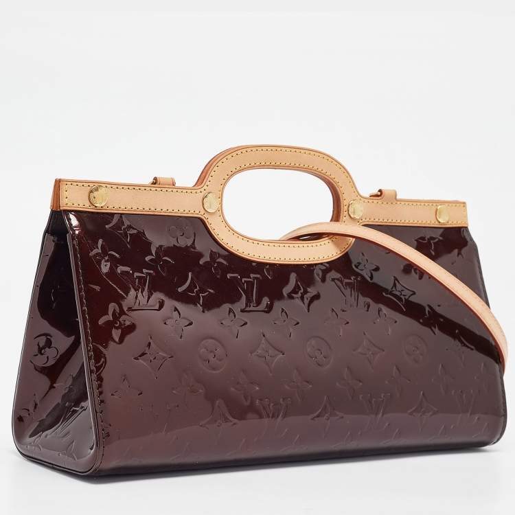 Pre Owned Louis Vuitton Amarante Monogram Vernis Roxbury Drive Bag