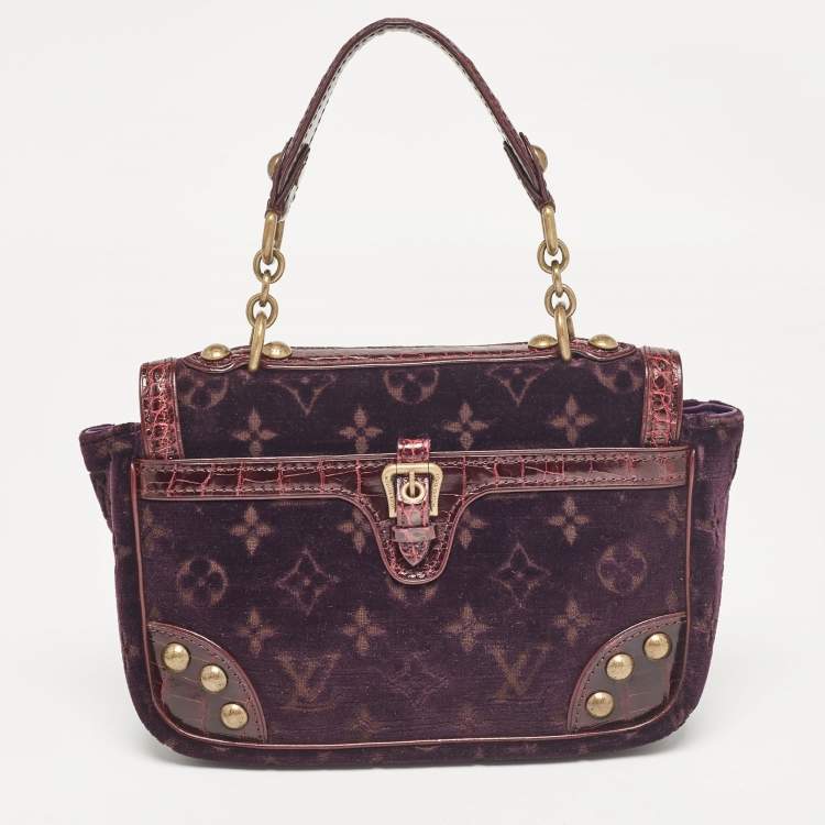 Pre Owned Louis Vuitton Purple Monogram Velours and Alligator Irvine Bag