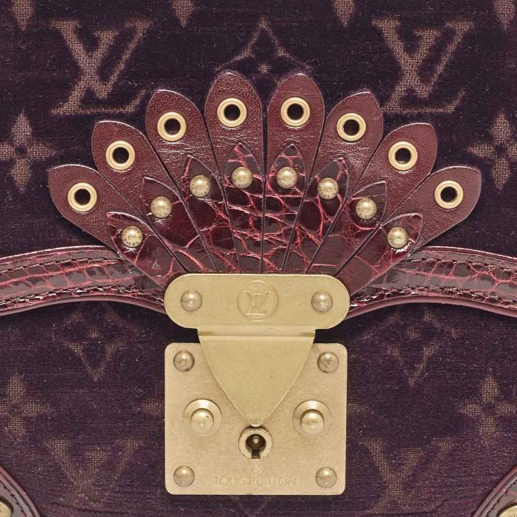 Pre Owned Louis Vuitton Purple Monogram Velours and Alligator Irvine Bag