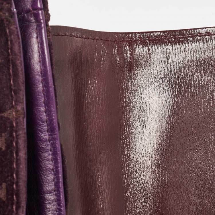 Pre Owned Louis Vuitton Purple Monogram Velours and Alligator Irvine Bag