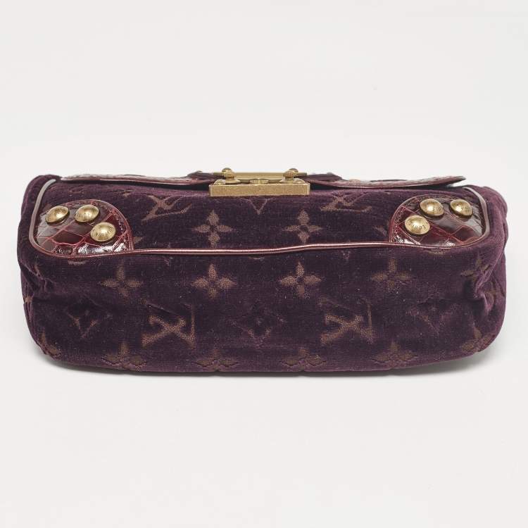 Pre Owned Louis Vuitton Purple Monogram Velours and Alligator Irvine Bag
