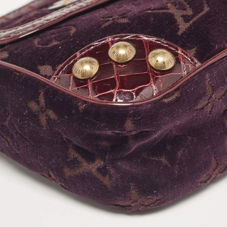 Pre Owned Louis Vuitton Purple Monogram Velours and Alligator Irvine Bag