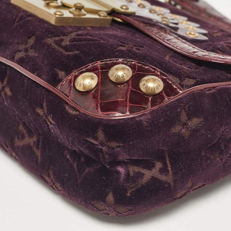 Pre Owned Louis Vuitton Purple Monogram Velours and Alligator Irvine Bag