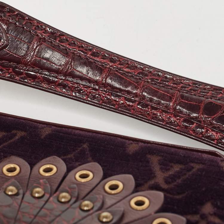 Pre Owned Louis Vuitton Purple Monogram Velours and Alligator Irvine Bag
