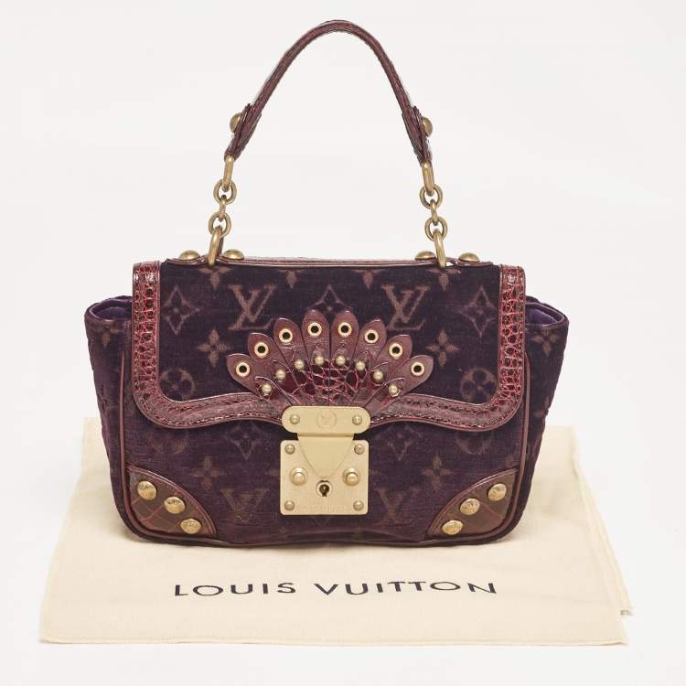 Pre Owned Louis Vuitton Purple Monogram Velours and Alligator Irvine Bag