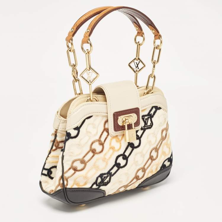 Pre Owned Louis Vuitton Black/Beige Velvet Chains Dolly Bag
