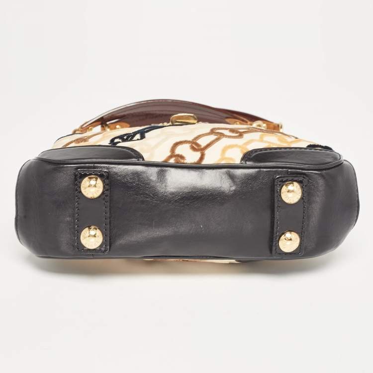 Pre Owned Louis Vuitton Black/Beige Velvet Chains Dolly Bag