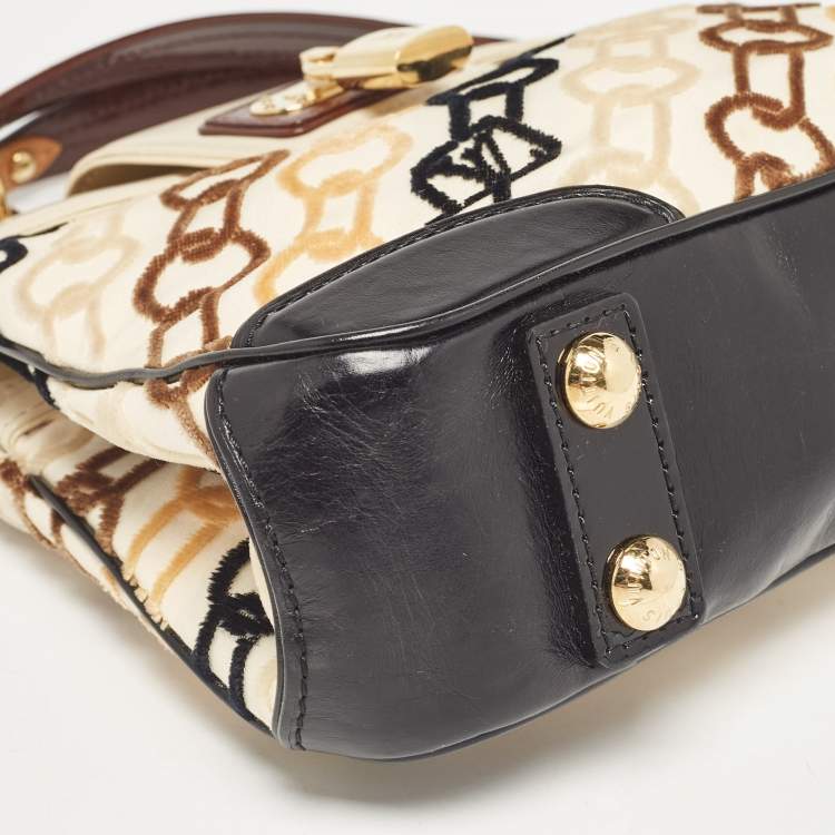 Pre Owned Louis Vuitton Black/Beige Velvet Chains Dolly Bag