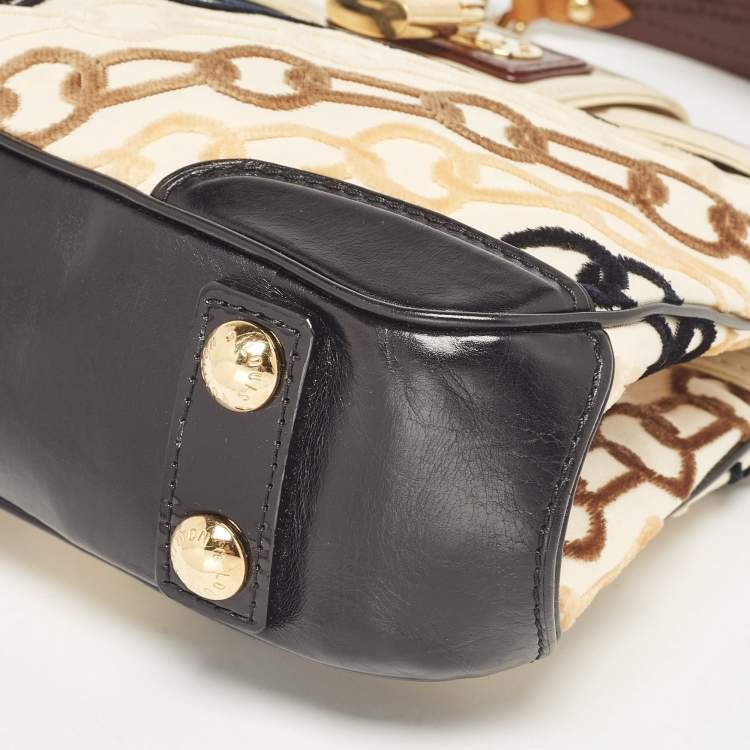 Pre Owned Louis Vuitton Black/Beige Velvet Chains Dolly Bag