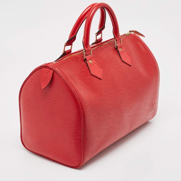 Pre Owned Louis Vuitton Red Epi Leather Speedy 30 Bag