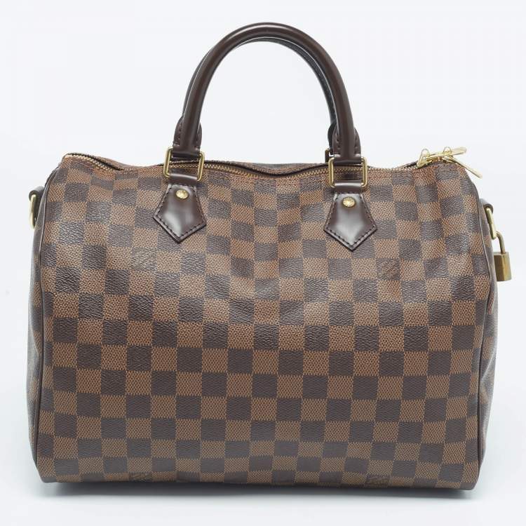 Pre Owned Louis Vuitton Damier Ebene Canvas Speedy Bandouliere 30 Bag