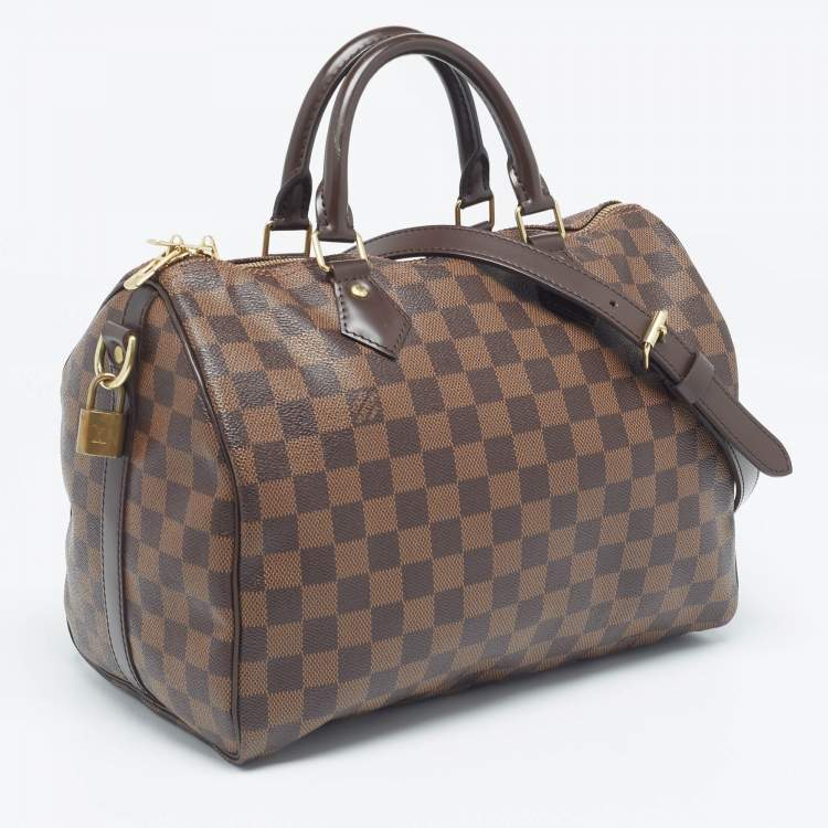 Pre Owned Louis Vuitton Damier Ebene Canvas Speedy Bandouliere 30 Bag