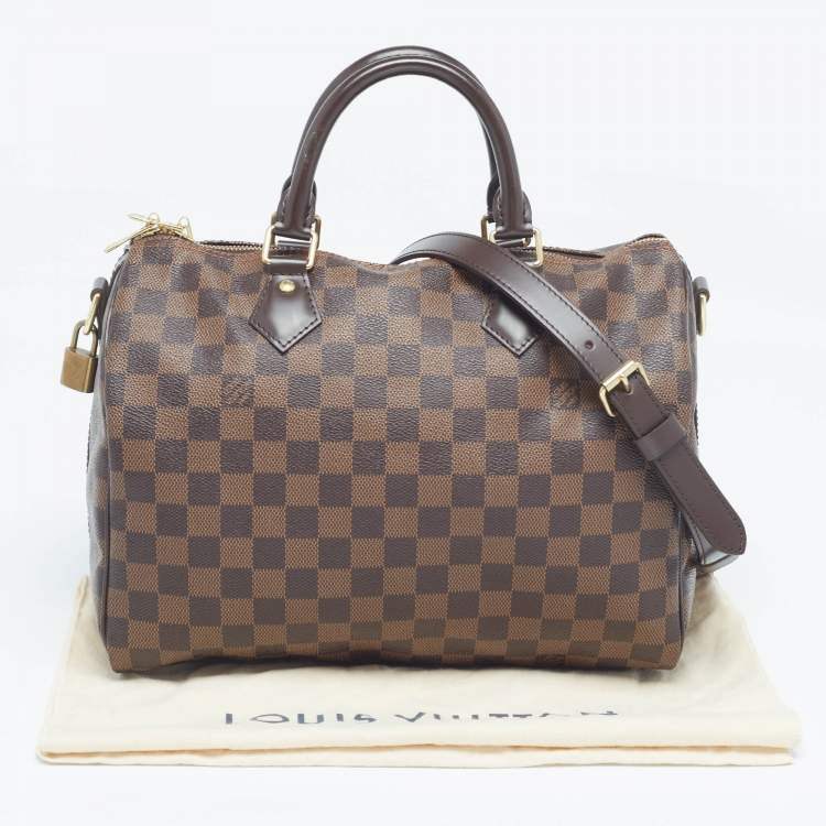 Pre Owned Louis Vuitton Damier Ebene Canvas Speedy Bandouliere 30 Bag