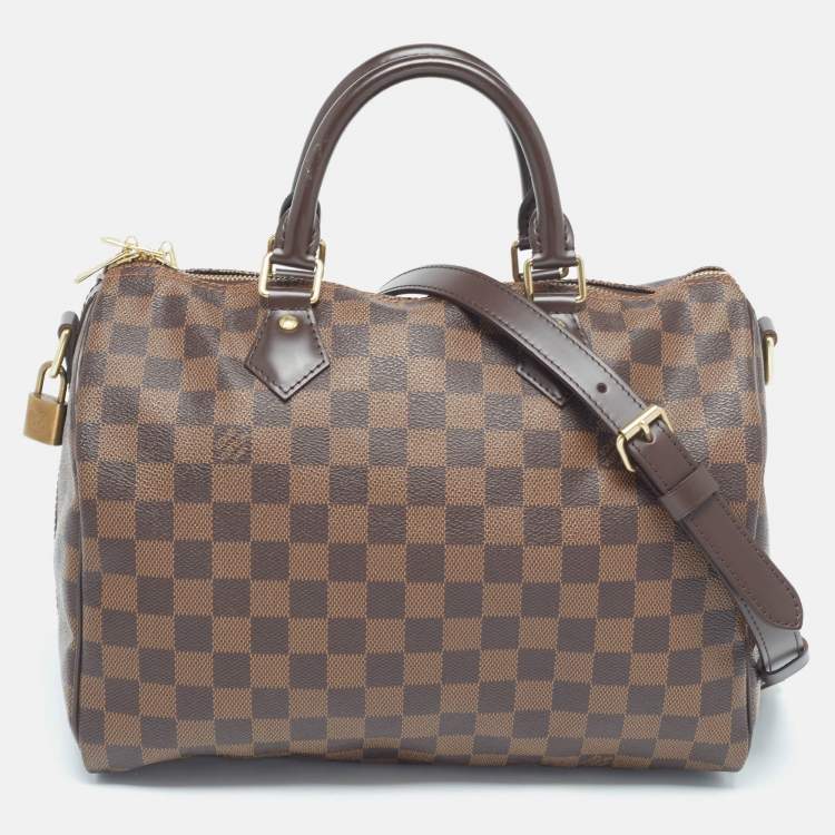Pre Owned Louis Vuitton Damier Ebene Canvas Speedy Bandouliere 30 Bag