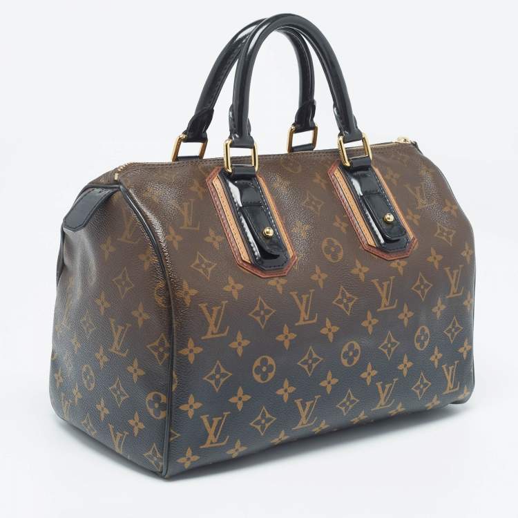 Pre Owned Louis Vuitton Noir Monogram Limited Edition Mirage Speedy 30 Bag