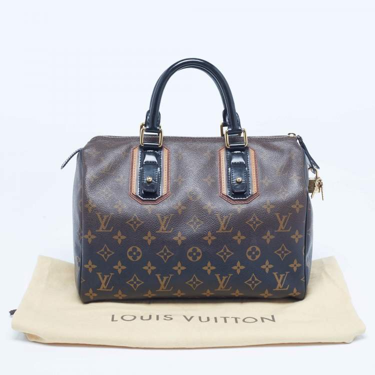 Pre Owned Louis Vuitton Noir Monogram Limited Edition Mirage Speedy 30 Bag