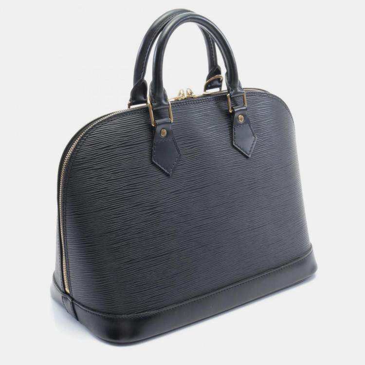 Pre Owned Louis Vuitton Black Leather PM Alma Satchel Bag