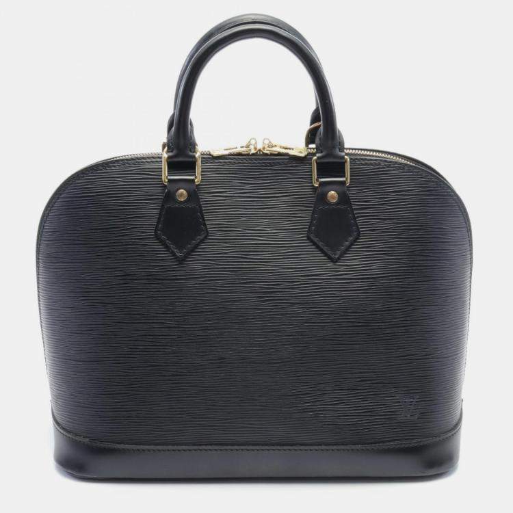 Pre Owned Louis Vuitton Black Leather PM Alma Satchel Bag