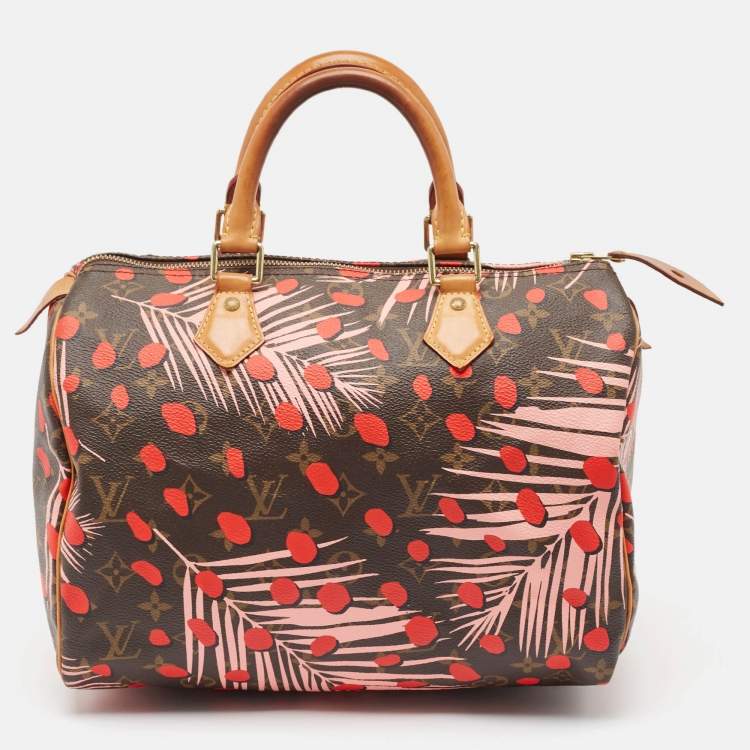 Pre Owned Louis Vuitton Monogram Canvas Limited Edition Jungle Dots Speedy 30