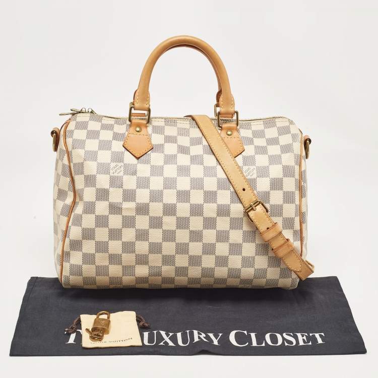 Pre Owned Louis Vuitton Damier Azure Canvas Speedy Bandouliere 30 Bag