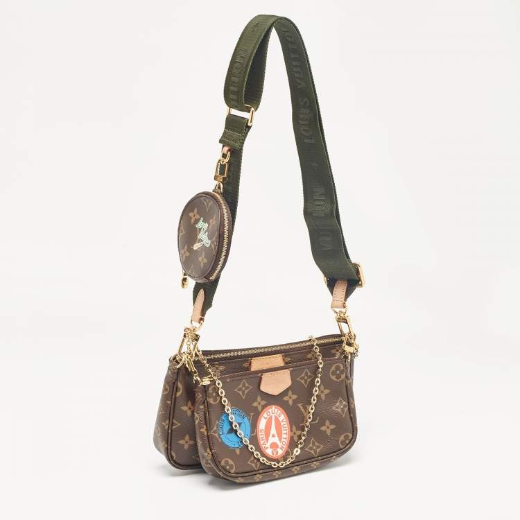Pre Owned Louis Vuitton Khaki Monogram Canvas My LV World Tour Multi Pochette Accessoires