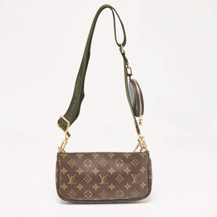 Pre Owned Louis Vuitton Khaki Monogram Canvas My LV World Tour Multi Pochette Accessoires