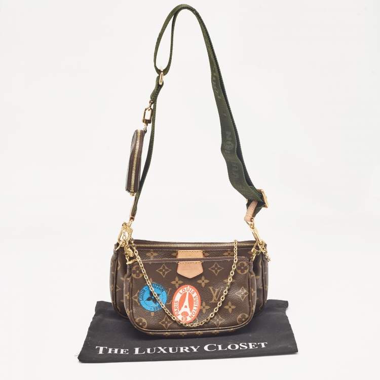 Pre Owned Louis Vuitton Khaki Monogram Canvas My LV World Tour Multi Pochette Accessoires