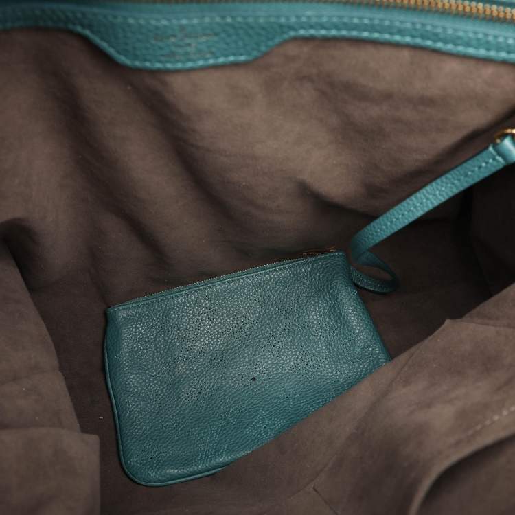 Pre Owned Louis Vuitton Turquoise Monogram Mahina Leather Selene GM Bag