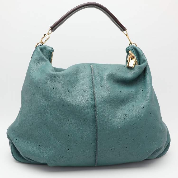 Pre Owned Louis Vuitton Turquoise Monogram Mahina Leather Selene GM Bag