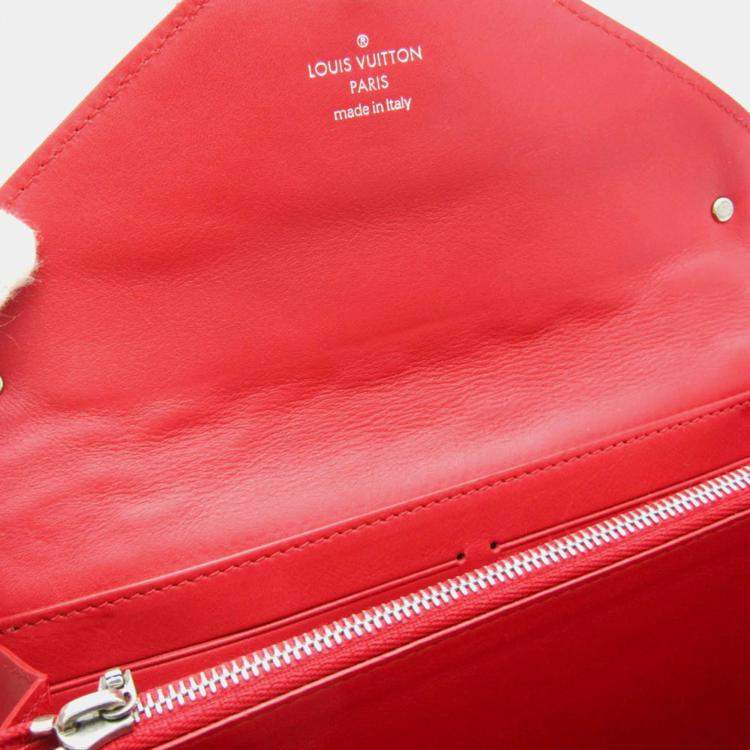 Pre Owned Louis Vuitton Red Leather New Wave Long Wallet 