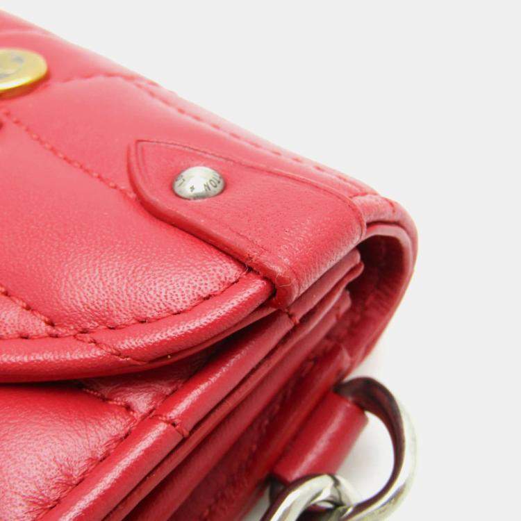 Pre Owned Louis Vuitton Red Leather New Wave Long Wallet 