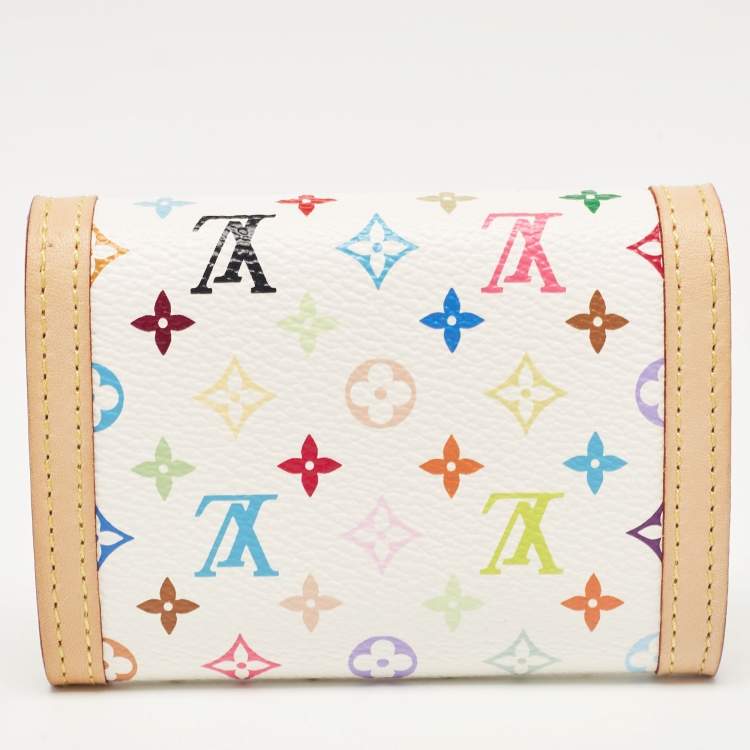 Pre Owned Louis Vuitton White Monogram Multicolore Canvas Porte-Monnaie Plat Coin Purse